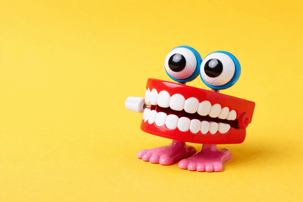 Chattery teeth toy representing 100% dental practice finance